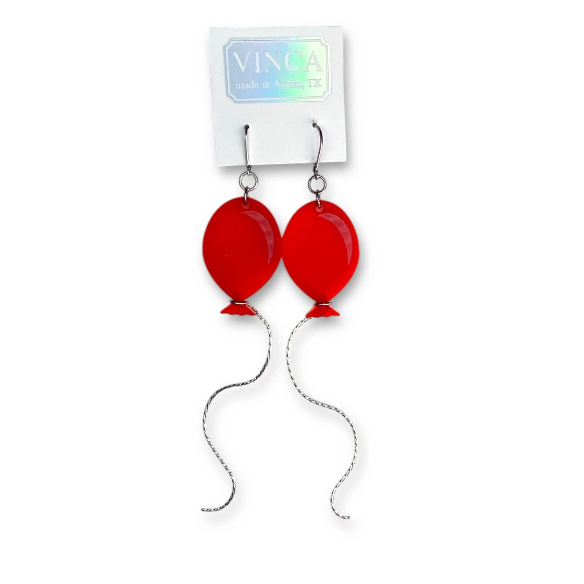 Red Balloon Dangle Earrings