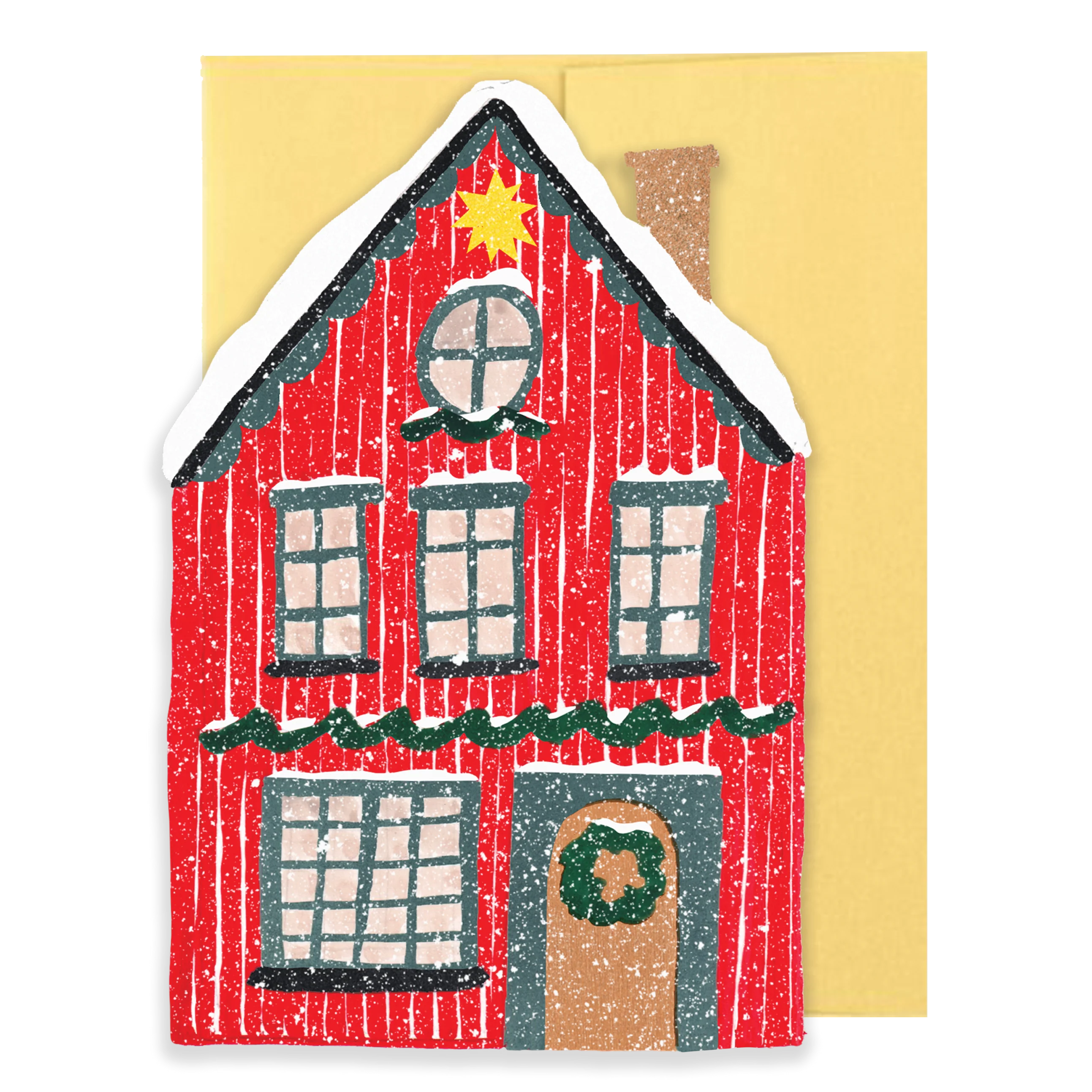 Red Cottage Die Cut Card - Winter Cottage Collection