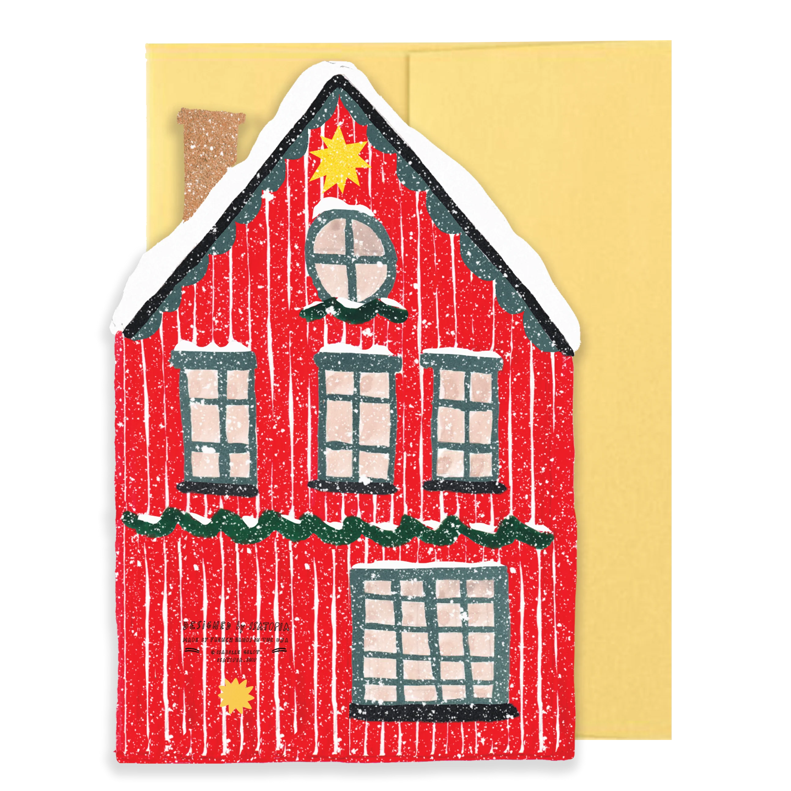 Red Cottage Die Cut Card - Winter Cottage Collection - Image 2