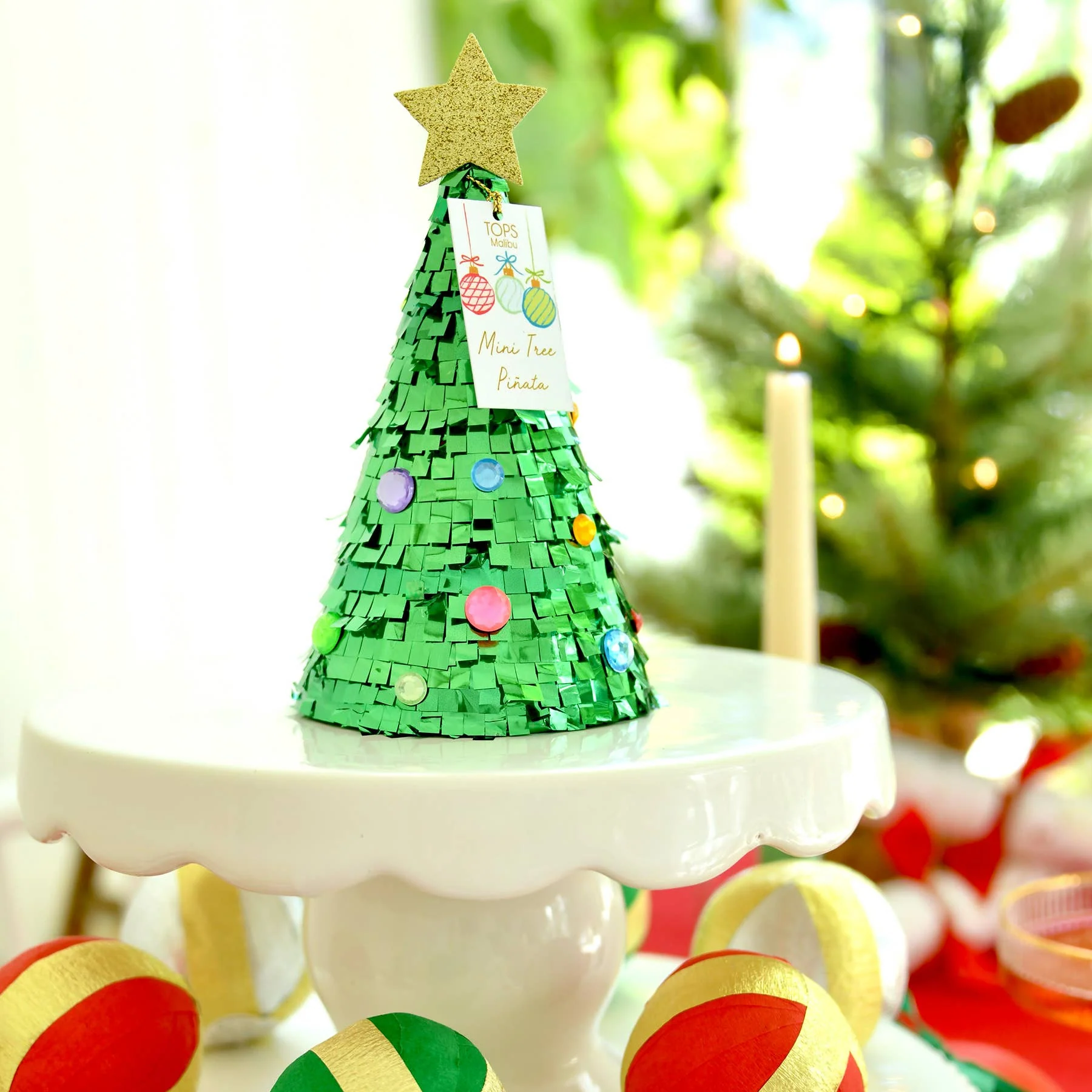 Refillable Mini 6.5" Tabletop Piñata - Christmas - Tree - Image 2