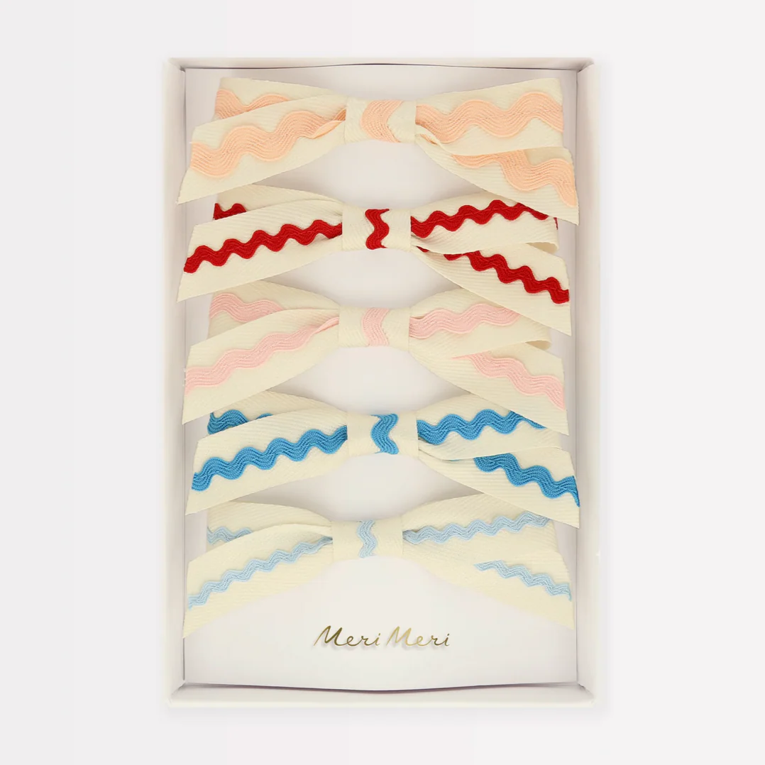 Ric Rac Bow Hair Clips (5pk) - Image 5