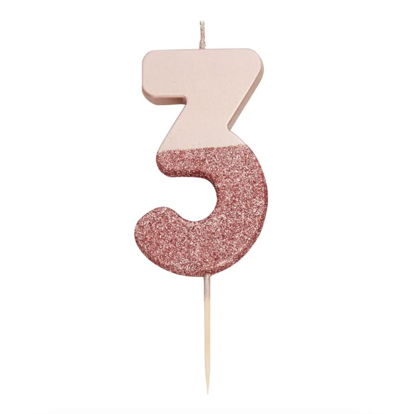 Rose Gold Glitter Number Candle - Image 5