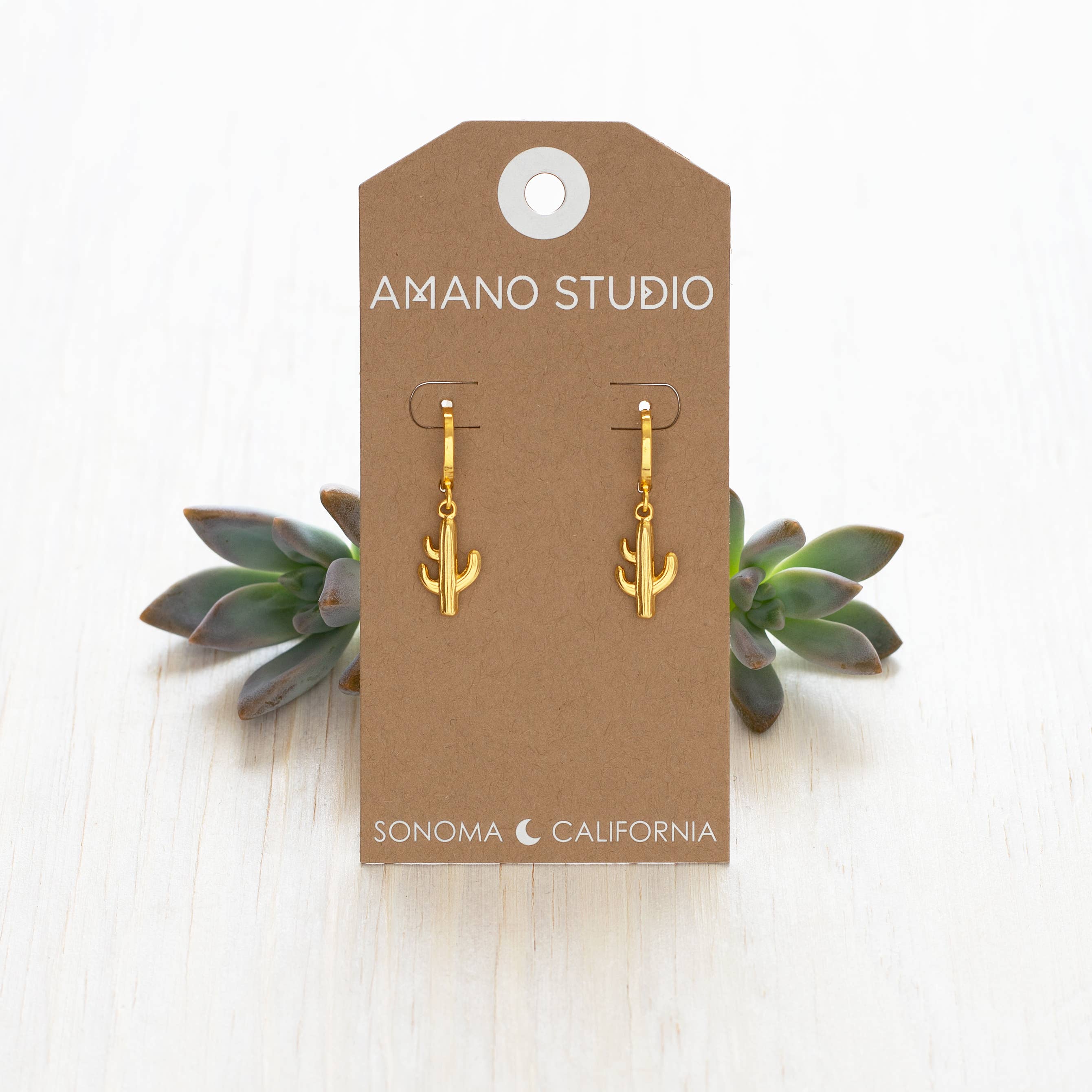 Saguaro Cactus Huggie Hoop Earrings - Image 2