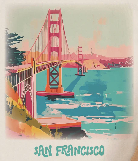 Organic San Francisco Watercolor Landscape Tee - Image 2