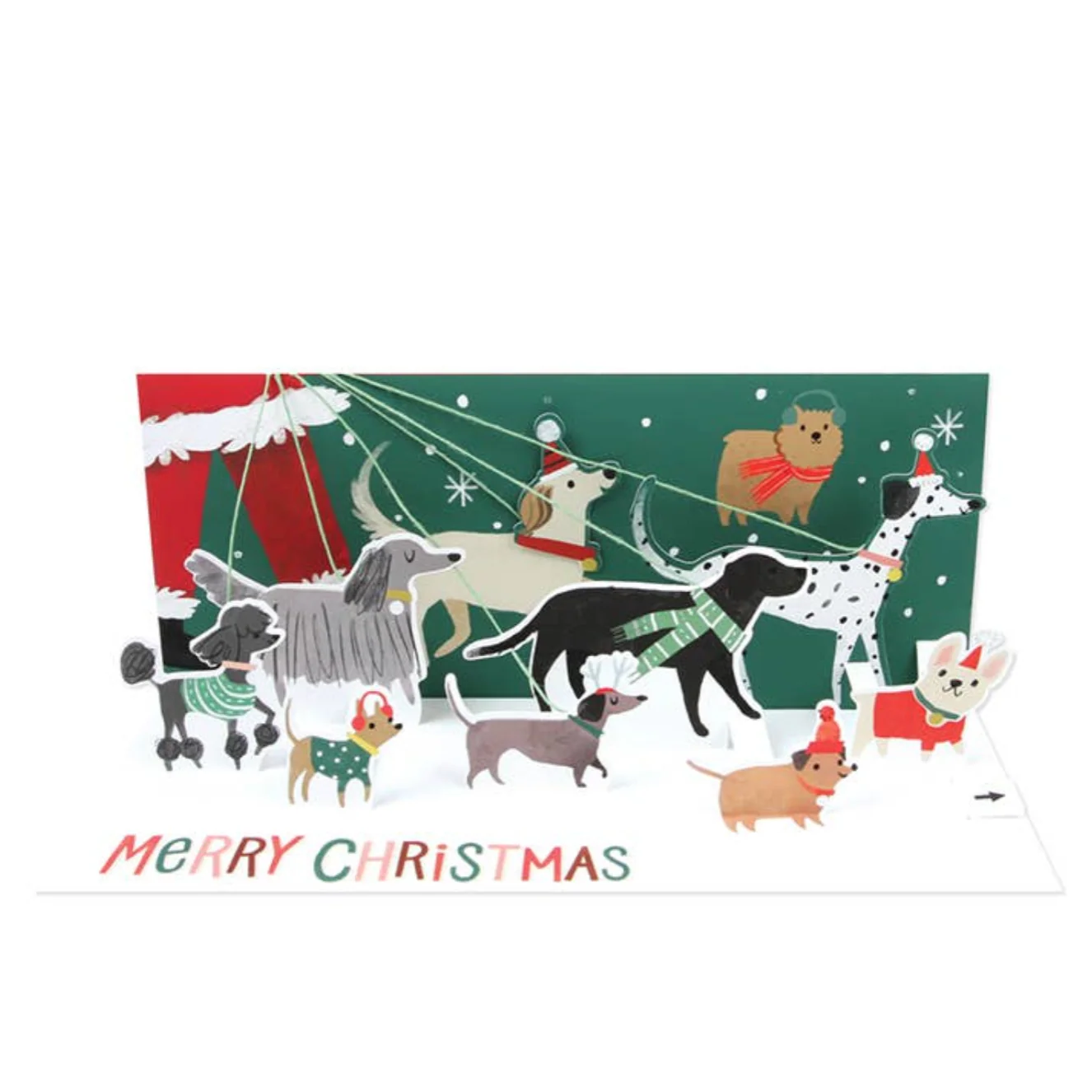 Santa's Dog Walk Panoramic Pop-Up Card