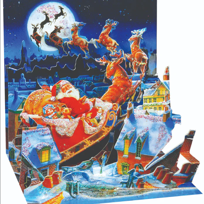 Santa's Sleigh Ride Christmas Pop-Up Card