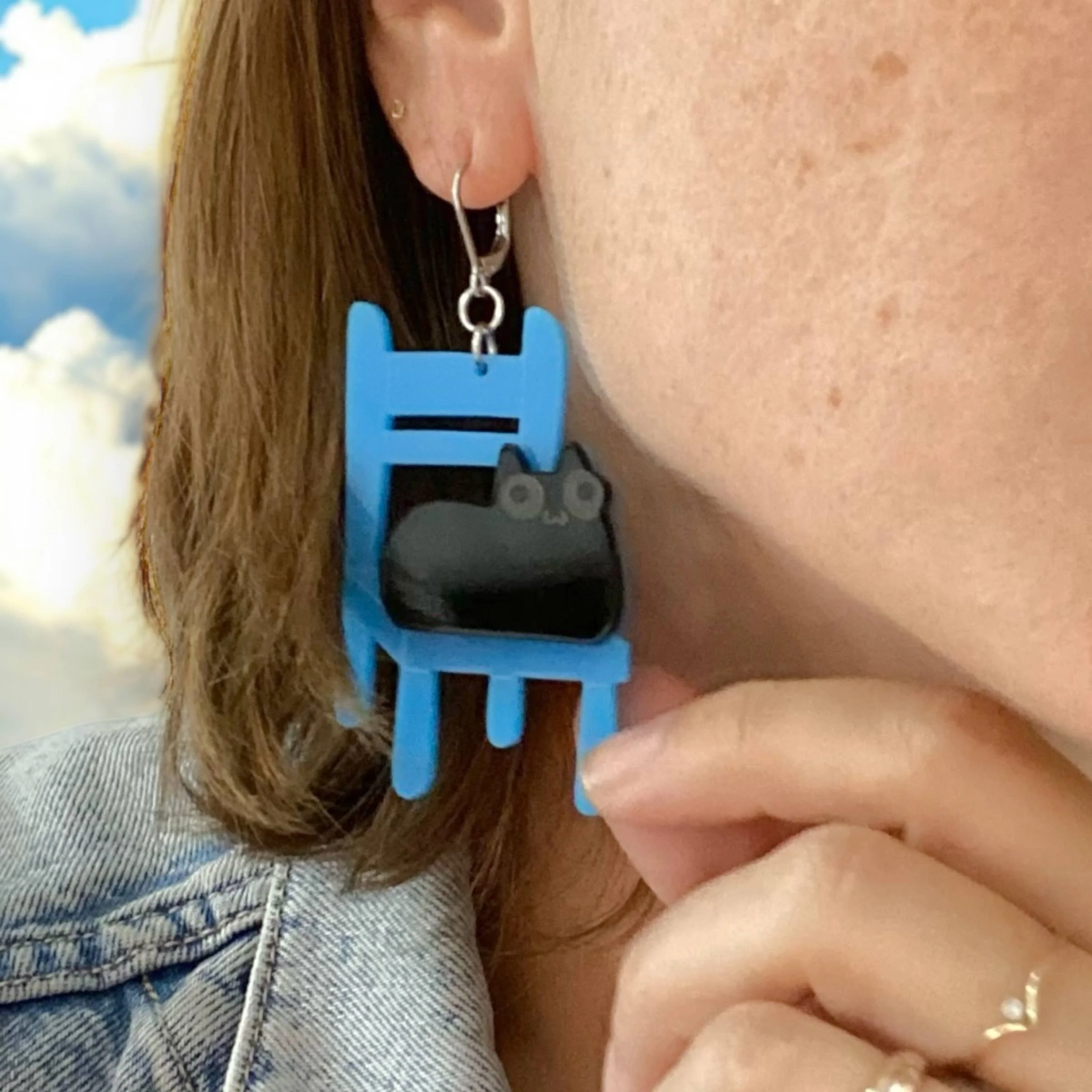 Sarah's Scribbles Cat on Chair Earrings - Image 2
