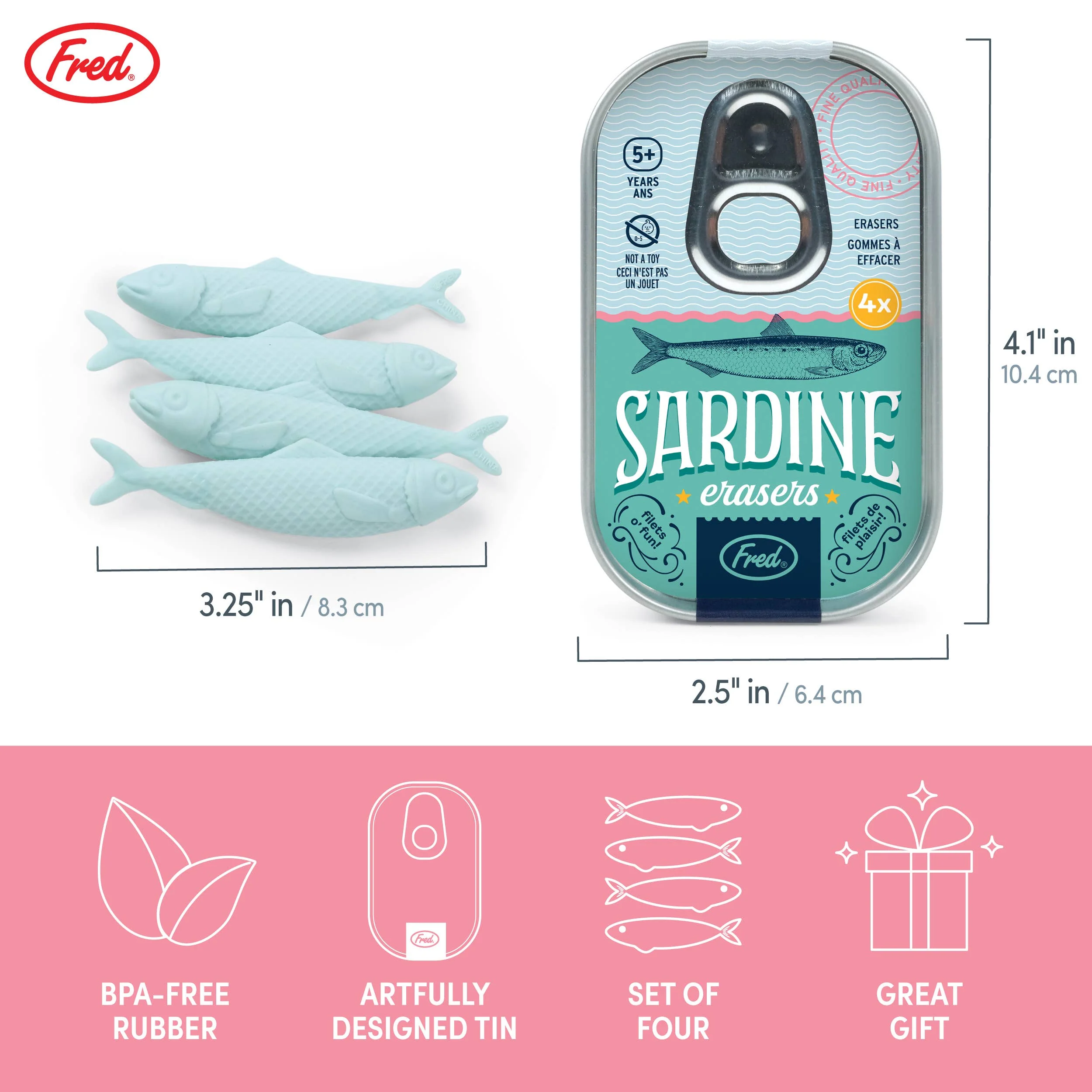Sardine Erasers - Tin of 4 - Image 6