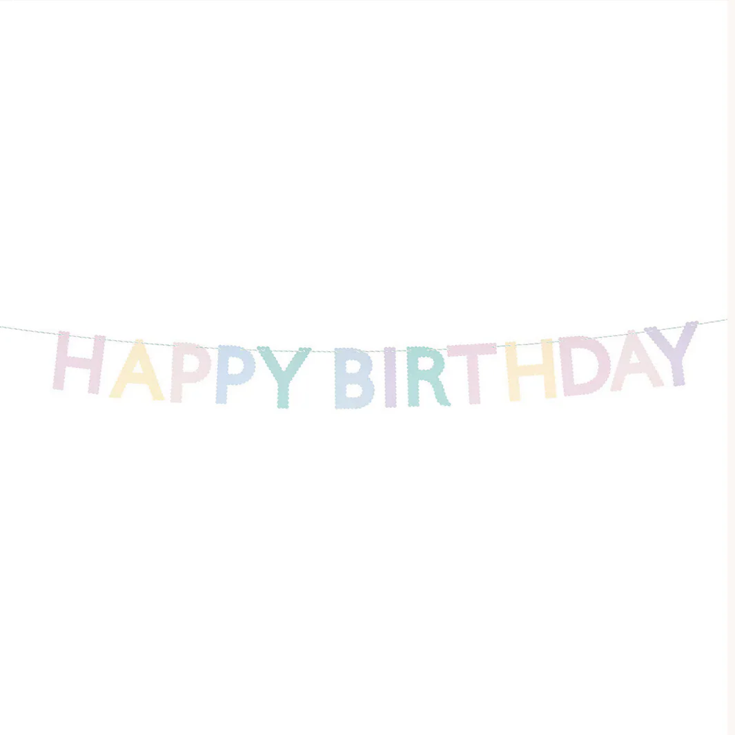 Scallop Pastel Happy Birthday Garland - Image 2