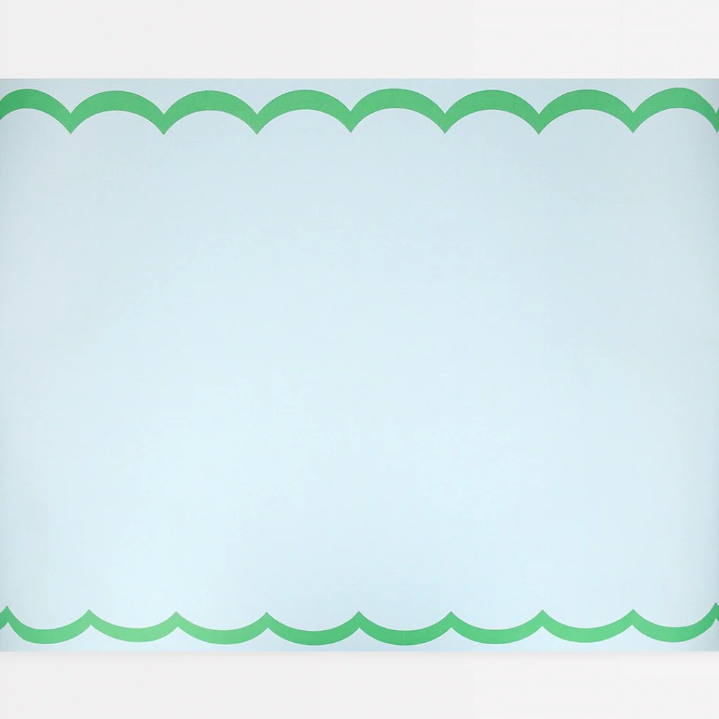 Scalloped Edge Blue Green Table Runner