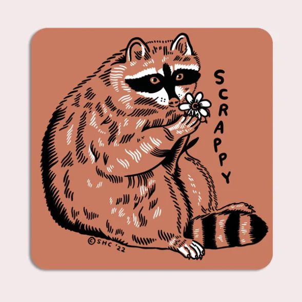 Scrappy Raccoon Vinyl Sticker