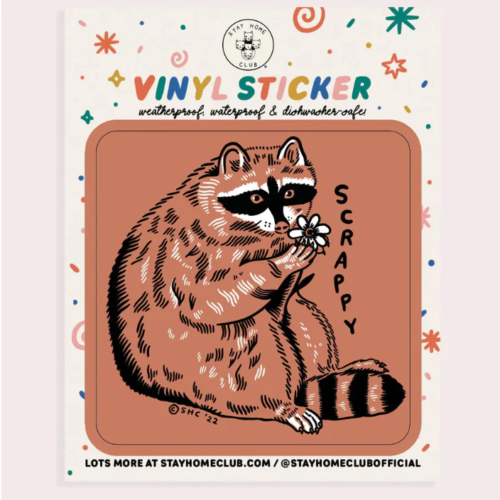Scrappy Raccoon Vinyl Sticker - Image 2