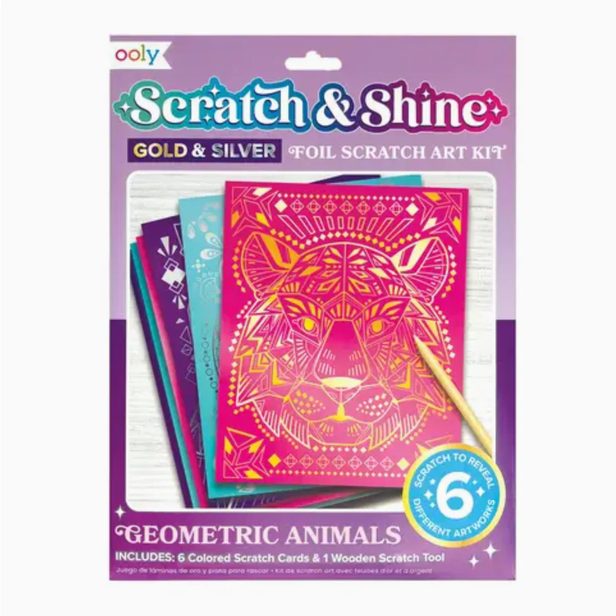 Scratch & Shine Scratch Cards - Geo Animals (7pcs set)
