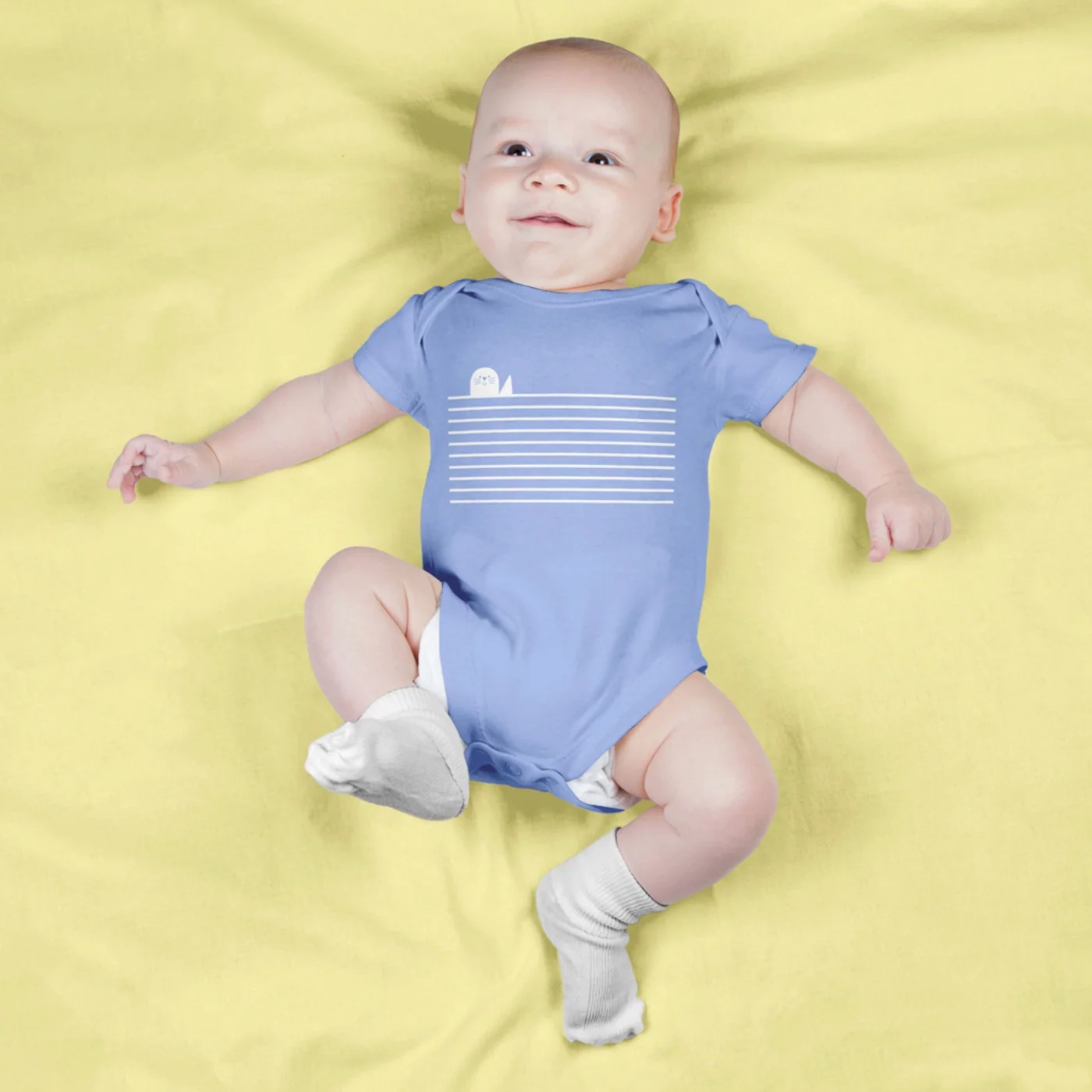 Organic "Sealutations" Baby Bodysuit Onesie - Image 3