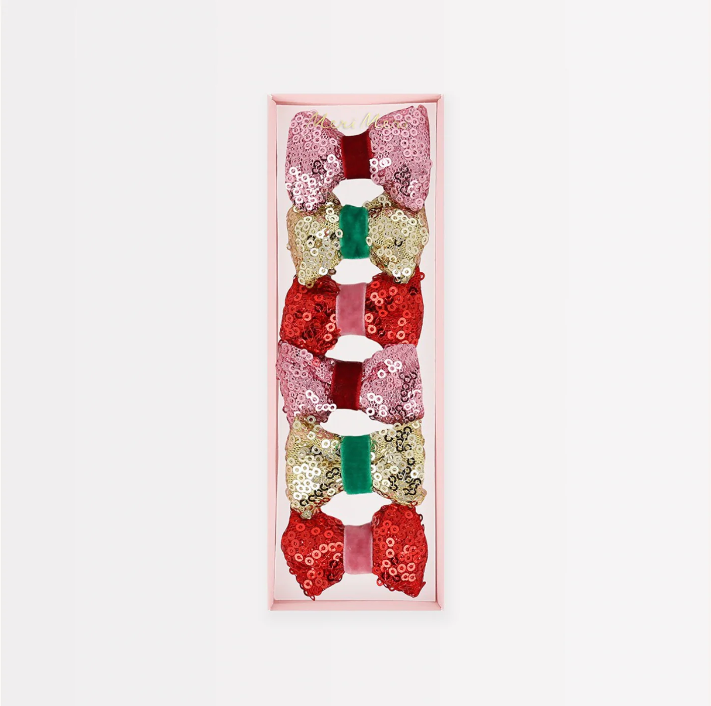 Sequin & Velvet Mini Bow Hairclips -6pk - Image 3