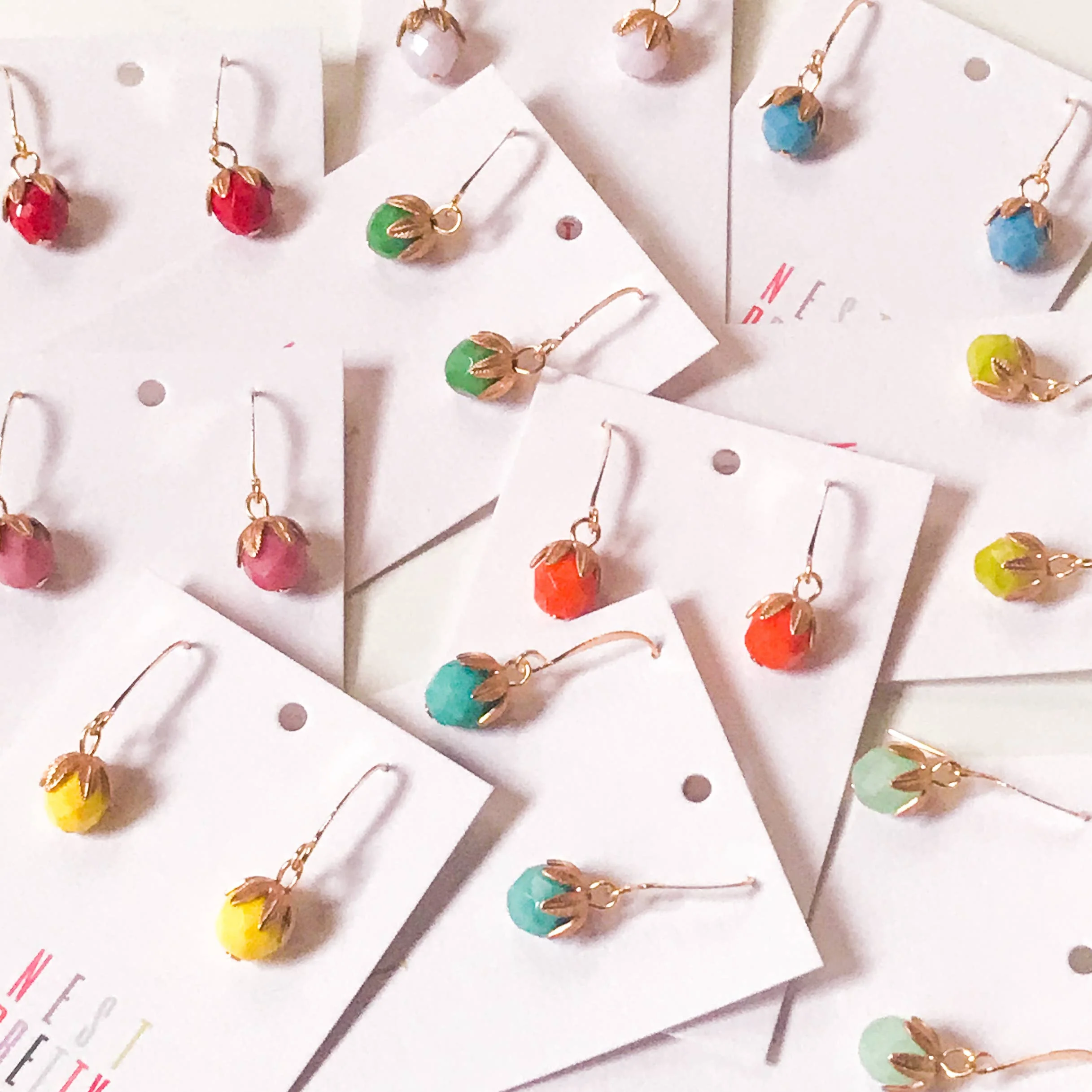 Small Colorful Glass Dangle Earrings