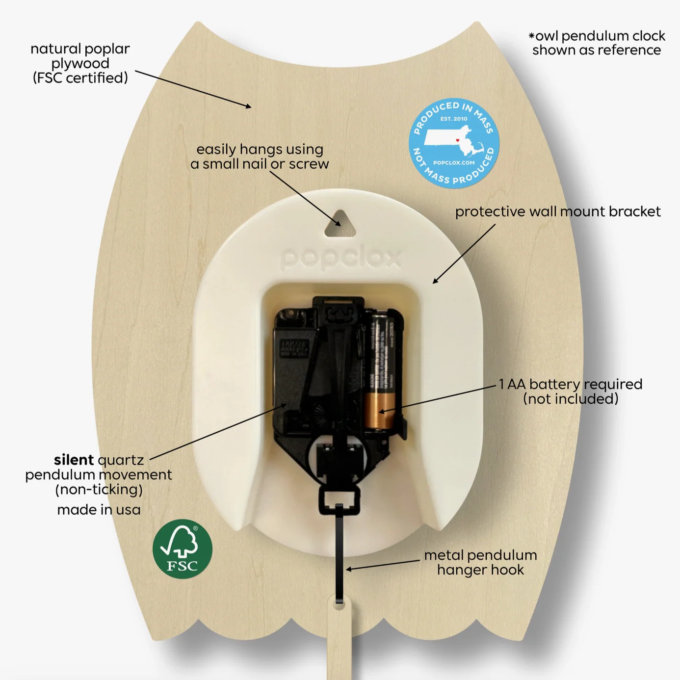 Shark Pendulum Clock -wood - Image 5
