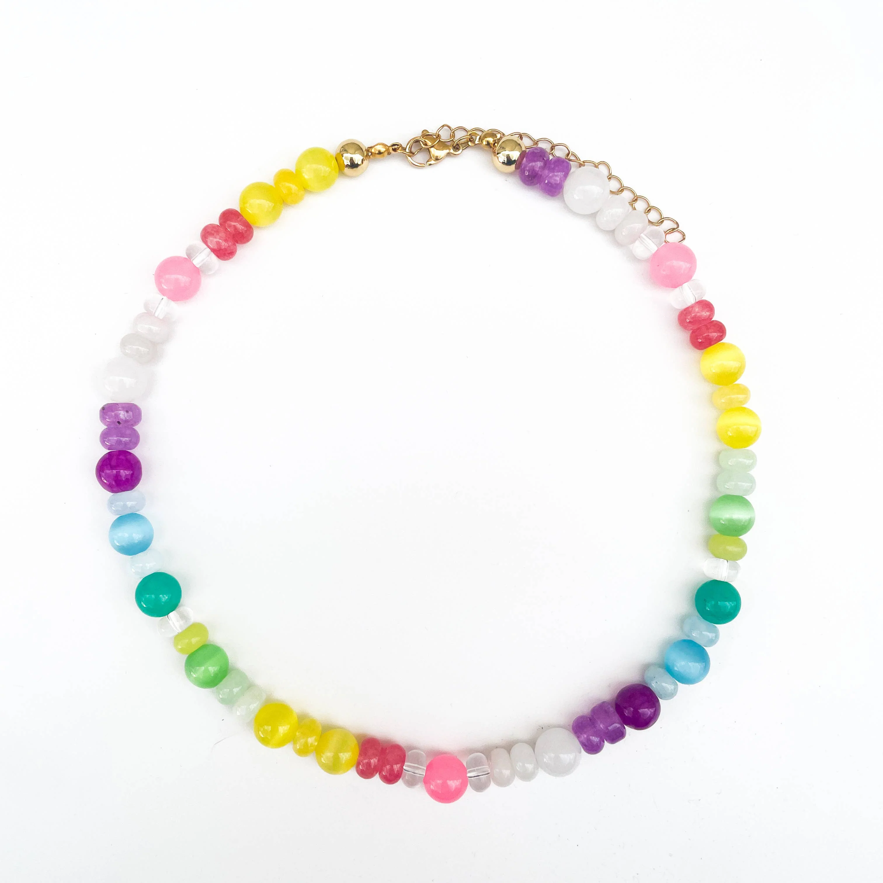 Sherbet Swirl - Rainbow Gemstone Bead Necklace