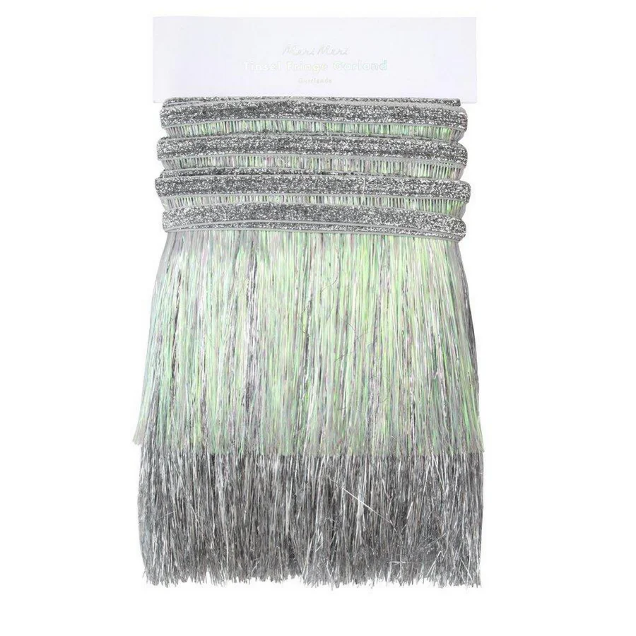 Silver Iridescent Tinsel Fringe Garland - Image 3