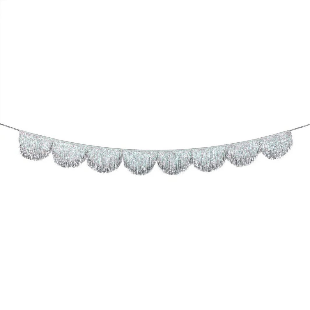 Silver Iridescent Tinsel Scallop Garland - Image 4