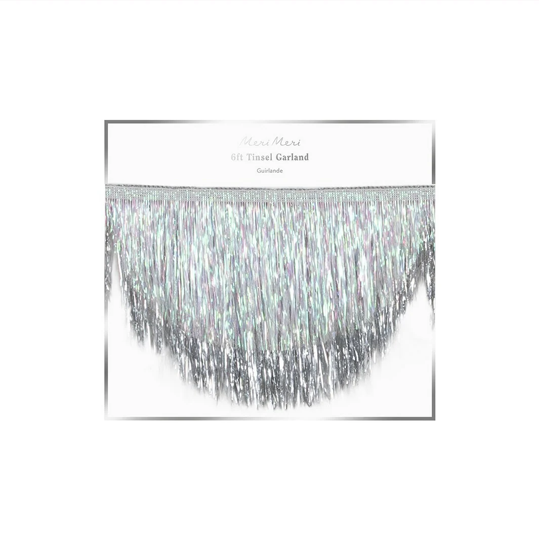 Silver Iridescent Tinsel Scallop Garland - Image 5