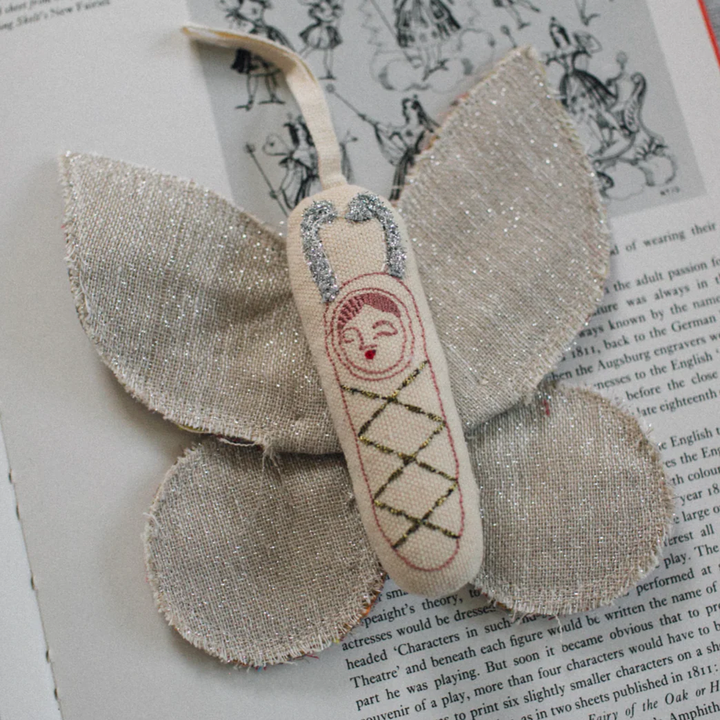Organic Sleepy Moth Cotton Ornament - Image 3