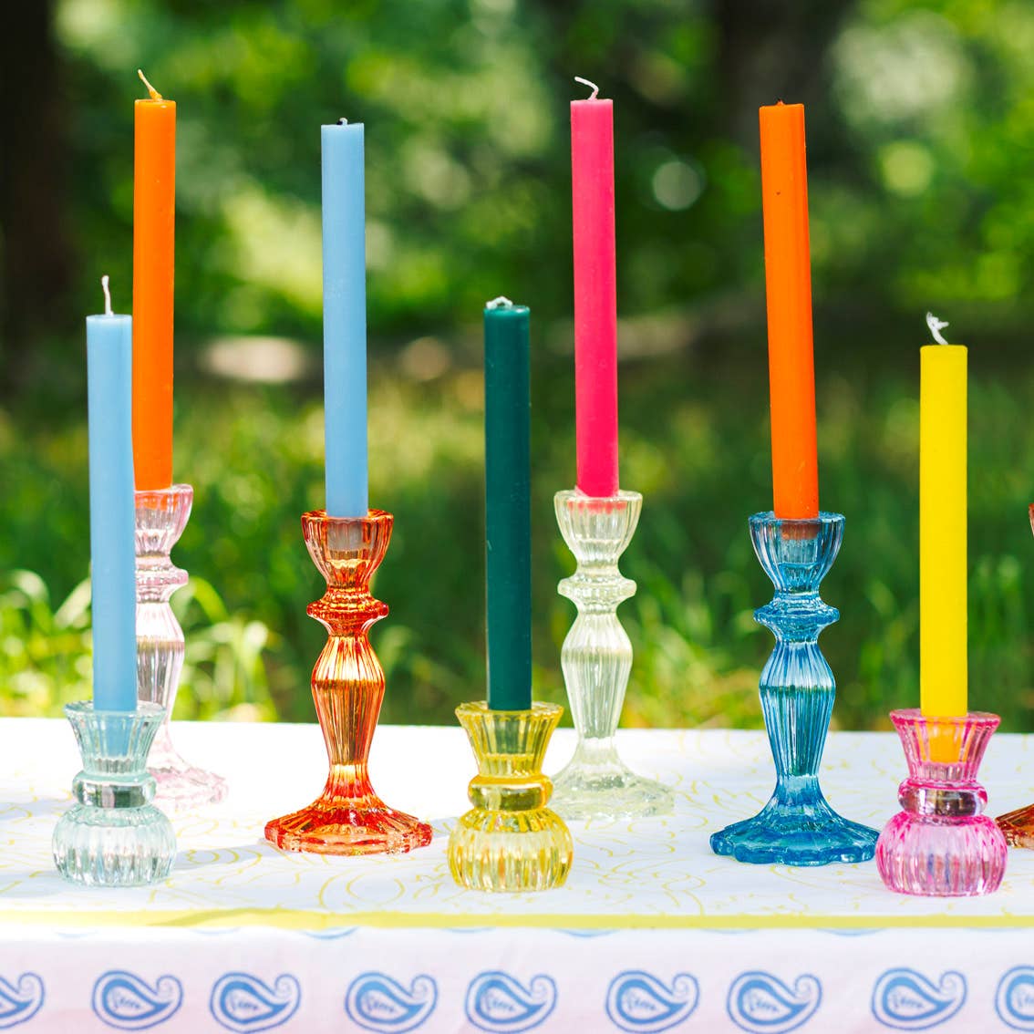 Small Yellow Glass Candle Holder - Image 10