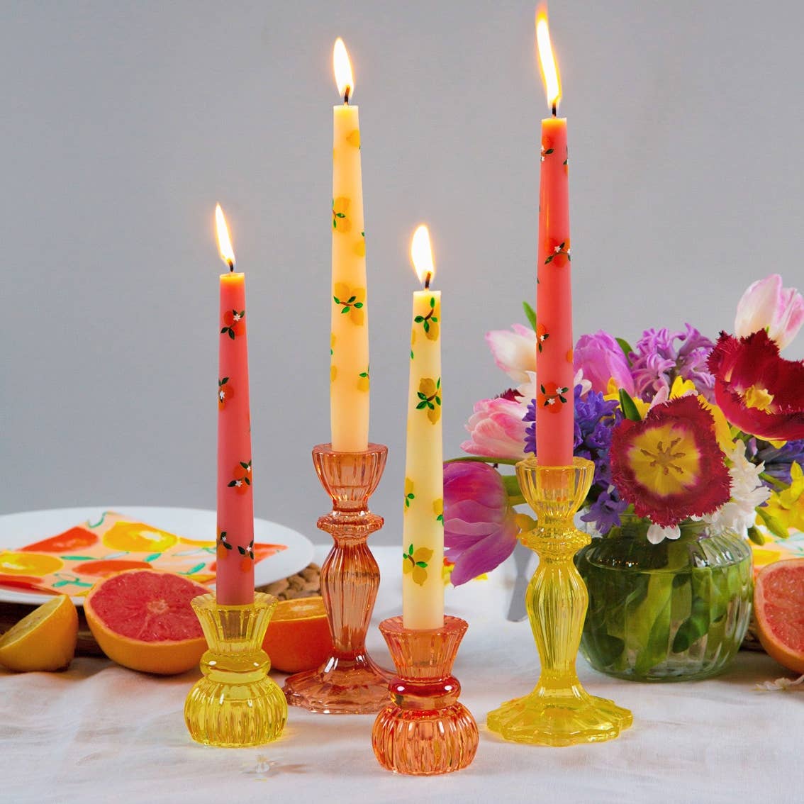 Small Yellow Glass Candle Holder - Image 3