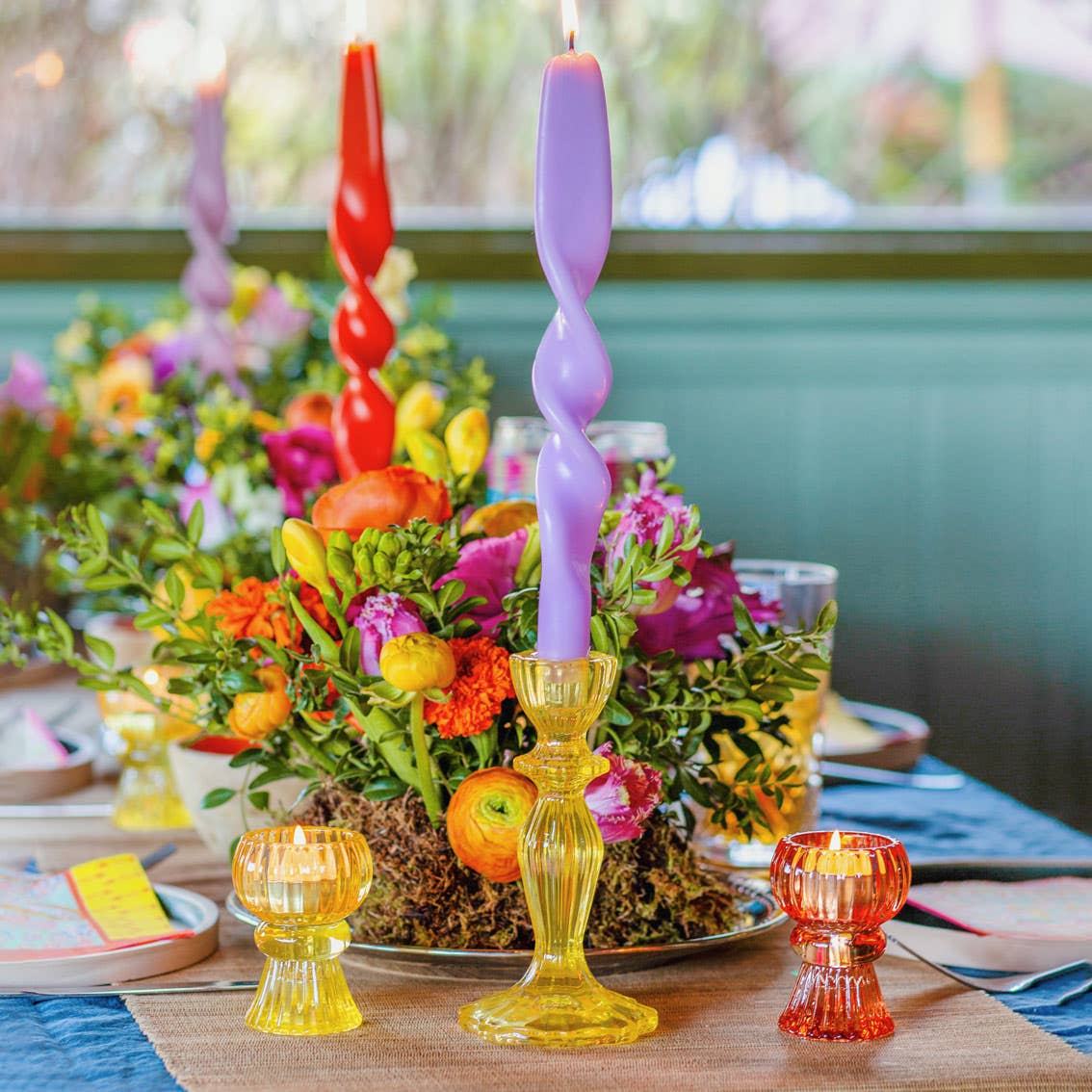 Small Yellow Glass Candle Holder - Image 4