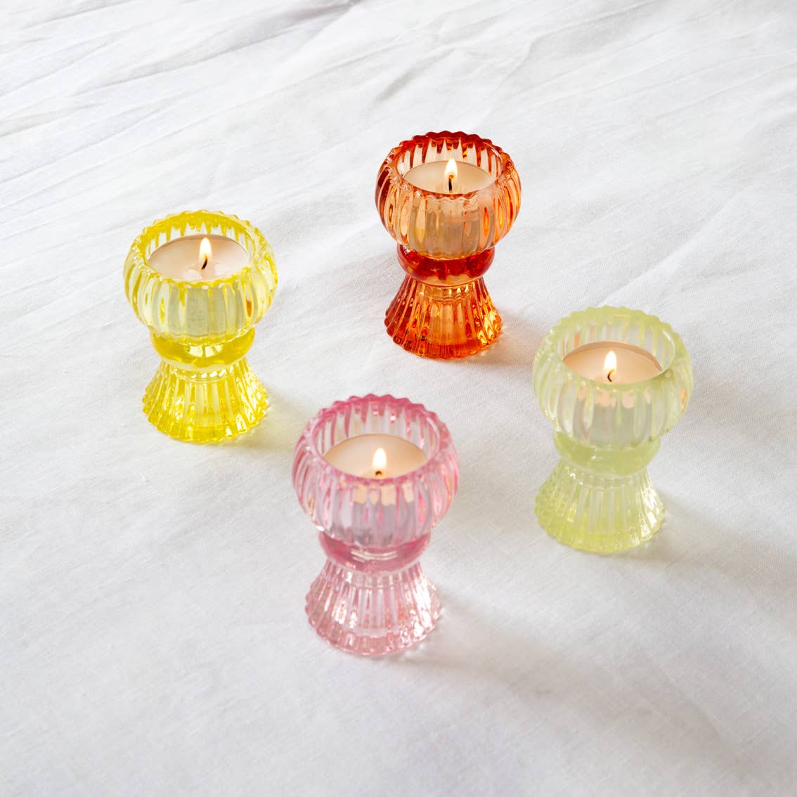 Small Yellow Glass Candle Holder - Image 6