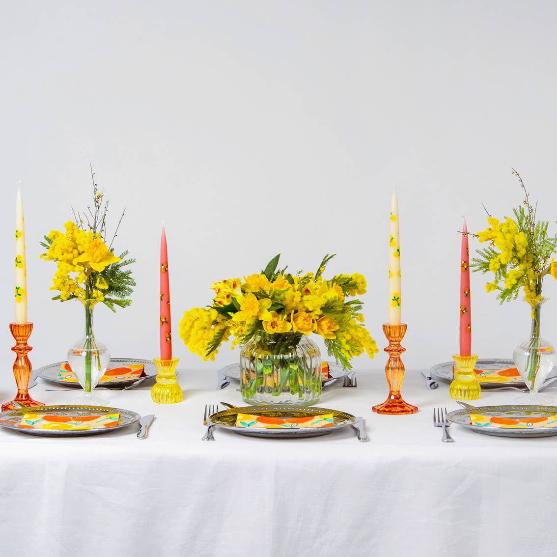Small Yellow Glass Candle Holder - Image 9