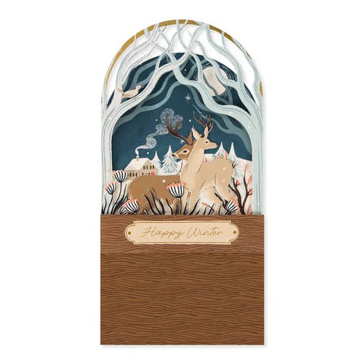 Snow Globe Deer Christmas Pop-Up Card - Image 2