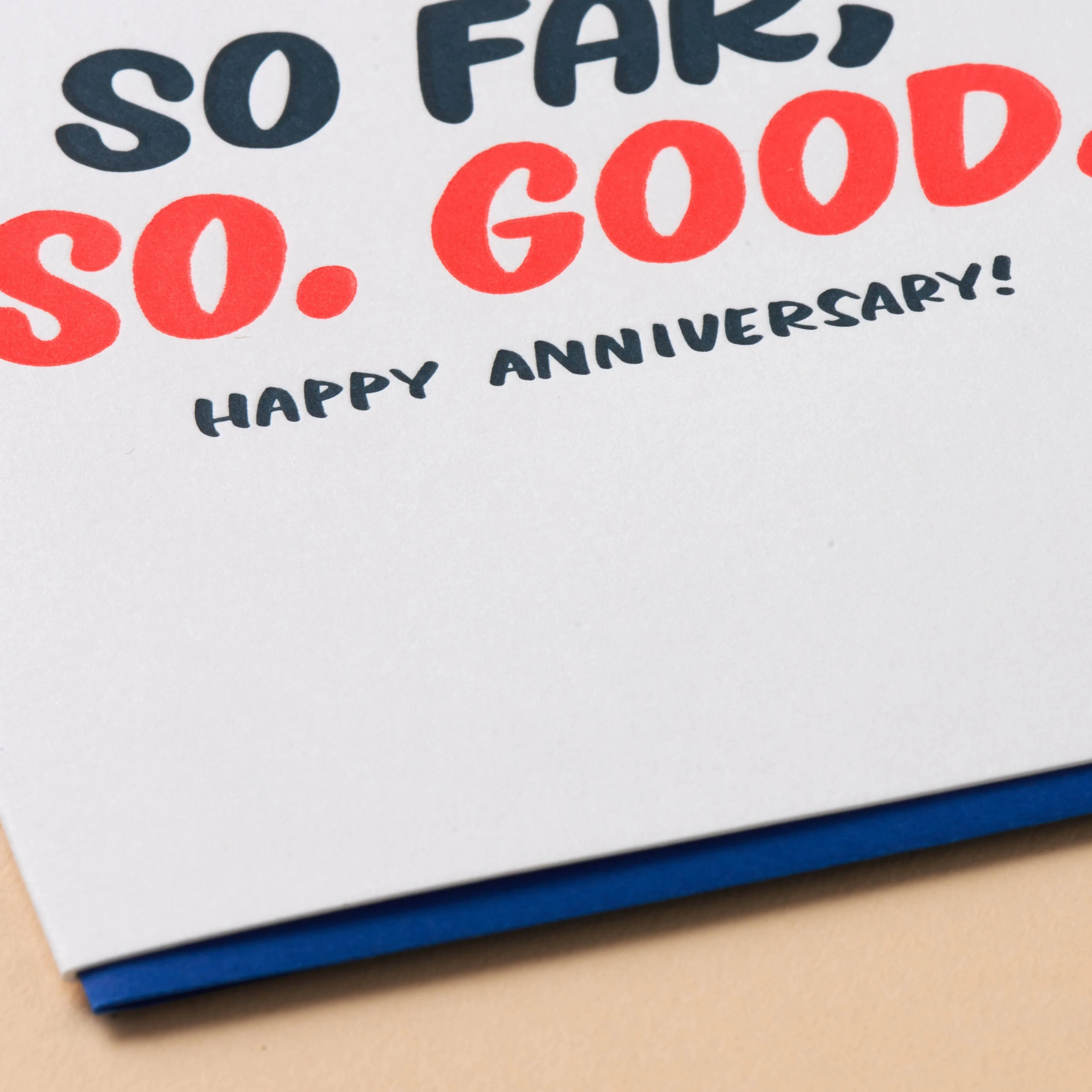 So Far, So Good Anniversary Letterpress Card - Image 2
