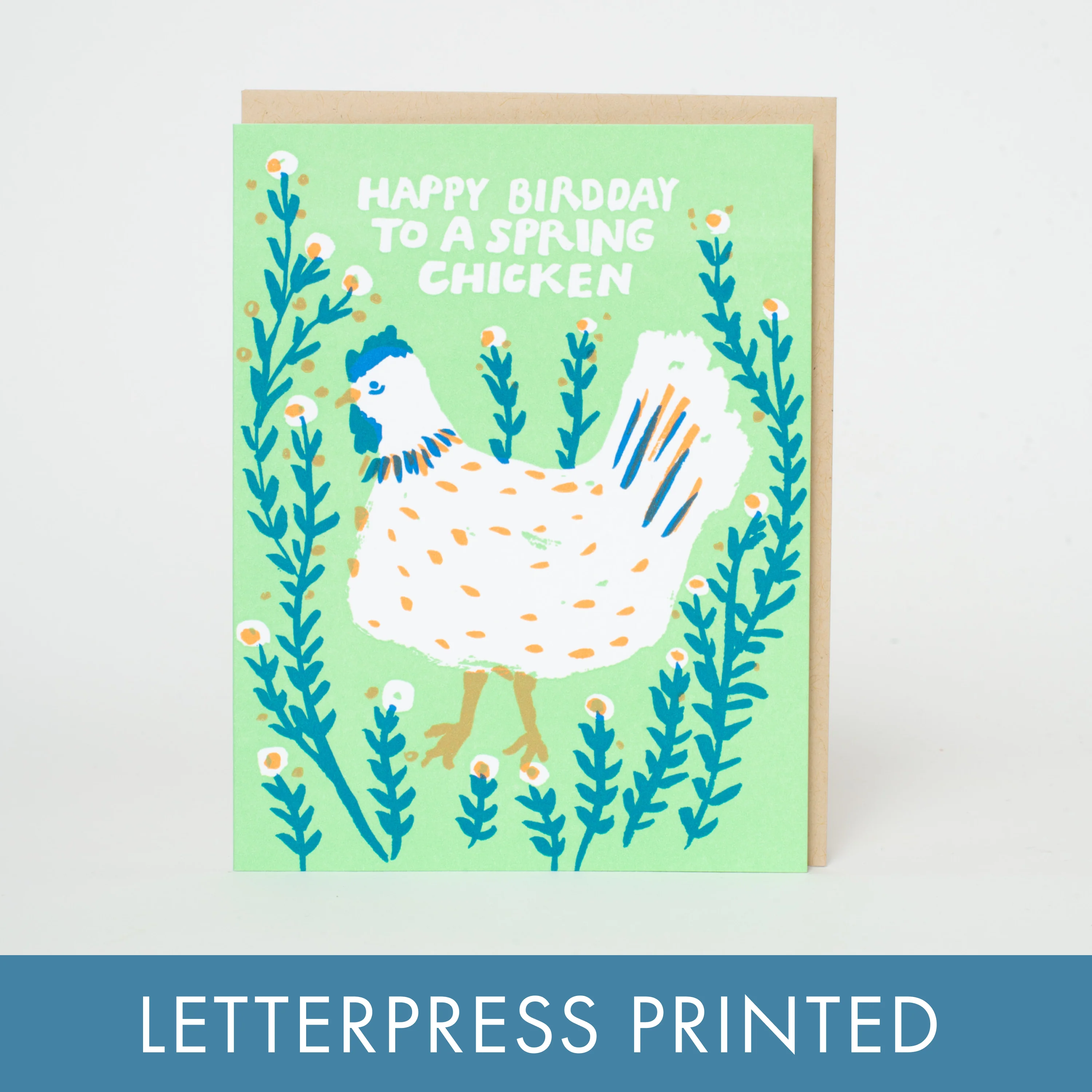 Spring Chicken Birthday Letterpress Card - Image 2