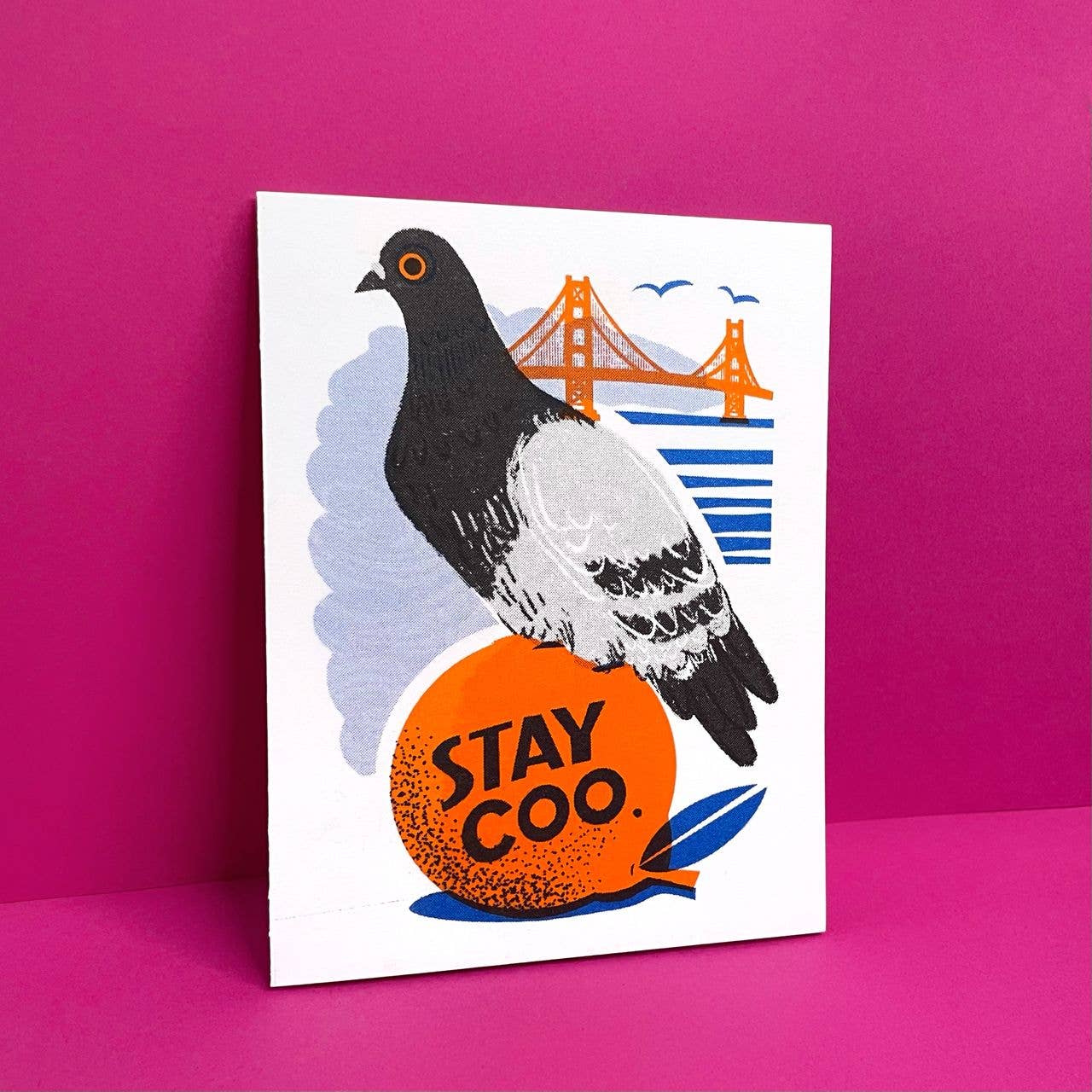 Stay coo. San Francisco -  Risograph Pigeon Card - Image 2