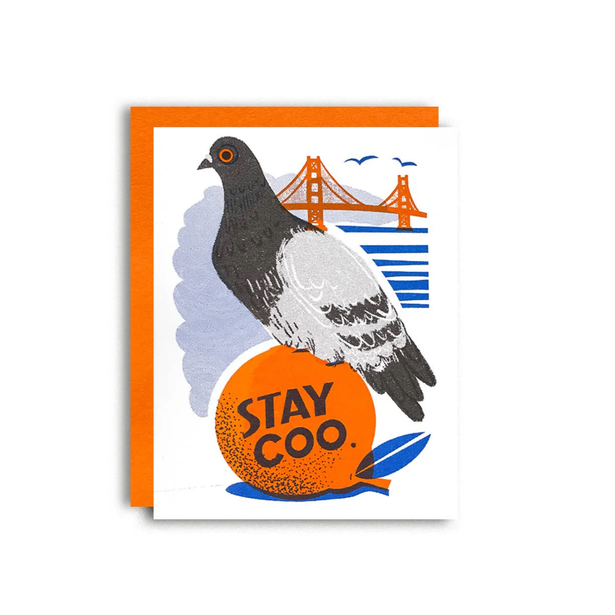 Stay coo. San Francisco -  Risograph Pigeon Card - Image 3