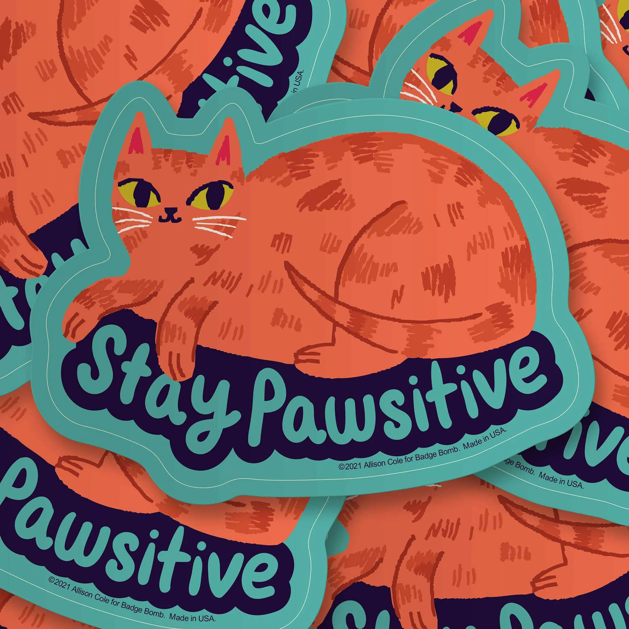 Stay Pawsitive Cat Sticker - Image 2