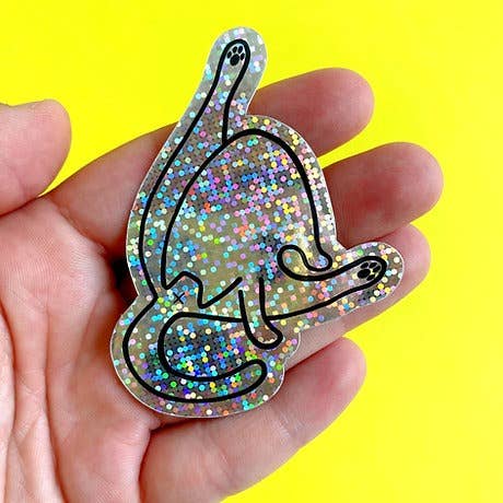 Sticker - clean cat (holographic glitter)