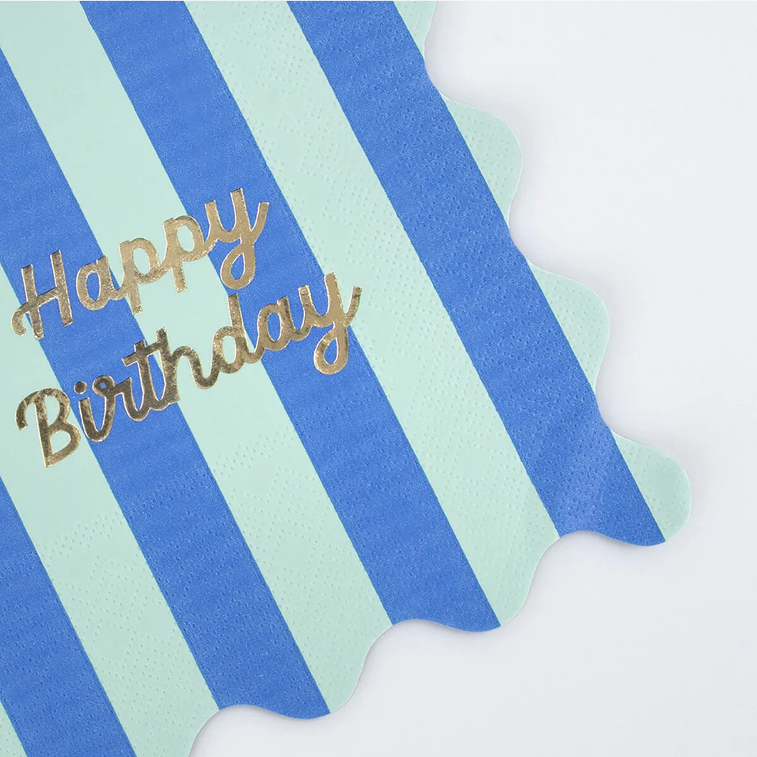 Stripe Happy Birthday Large Napkins (16pk) - Image 2