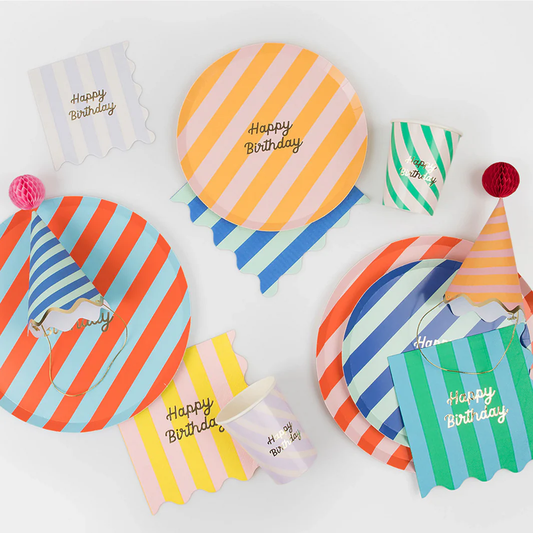 Stripe Happy Birthday Large Napkins (16pk) - Image 3