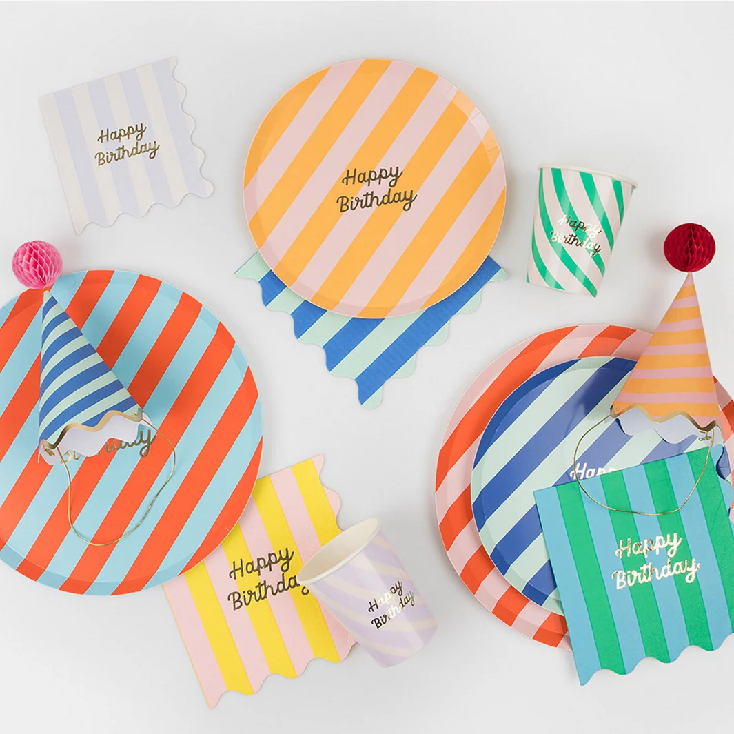 Stripe Happy Birthday Small Napkins (16pk) - Image 3