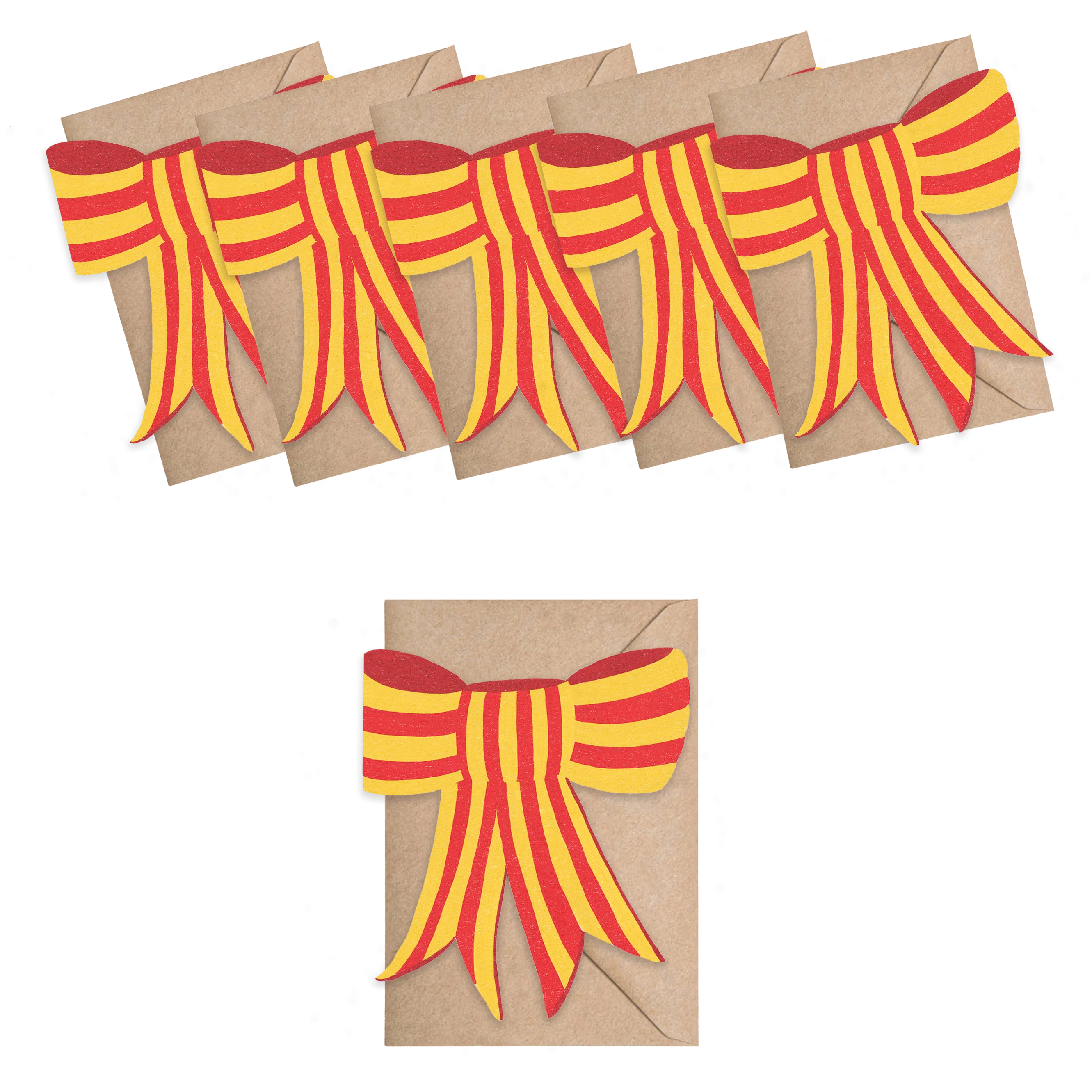 Stripy Bow Mini Cards - box of 6 - Image 2