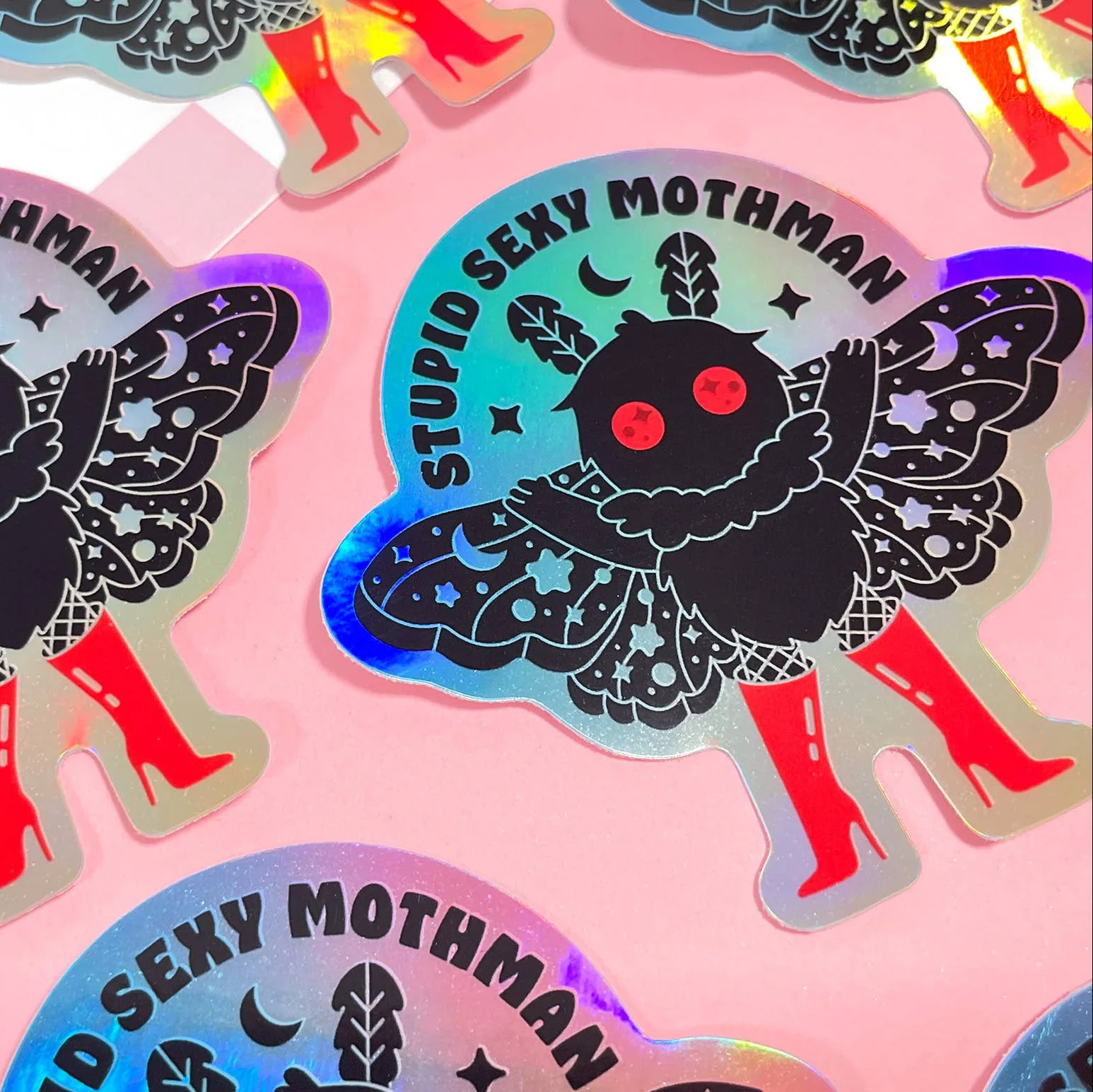 Stupid Sexy Mothman Holographic Sticker - Image 2