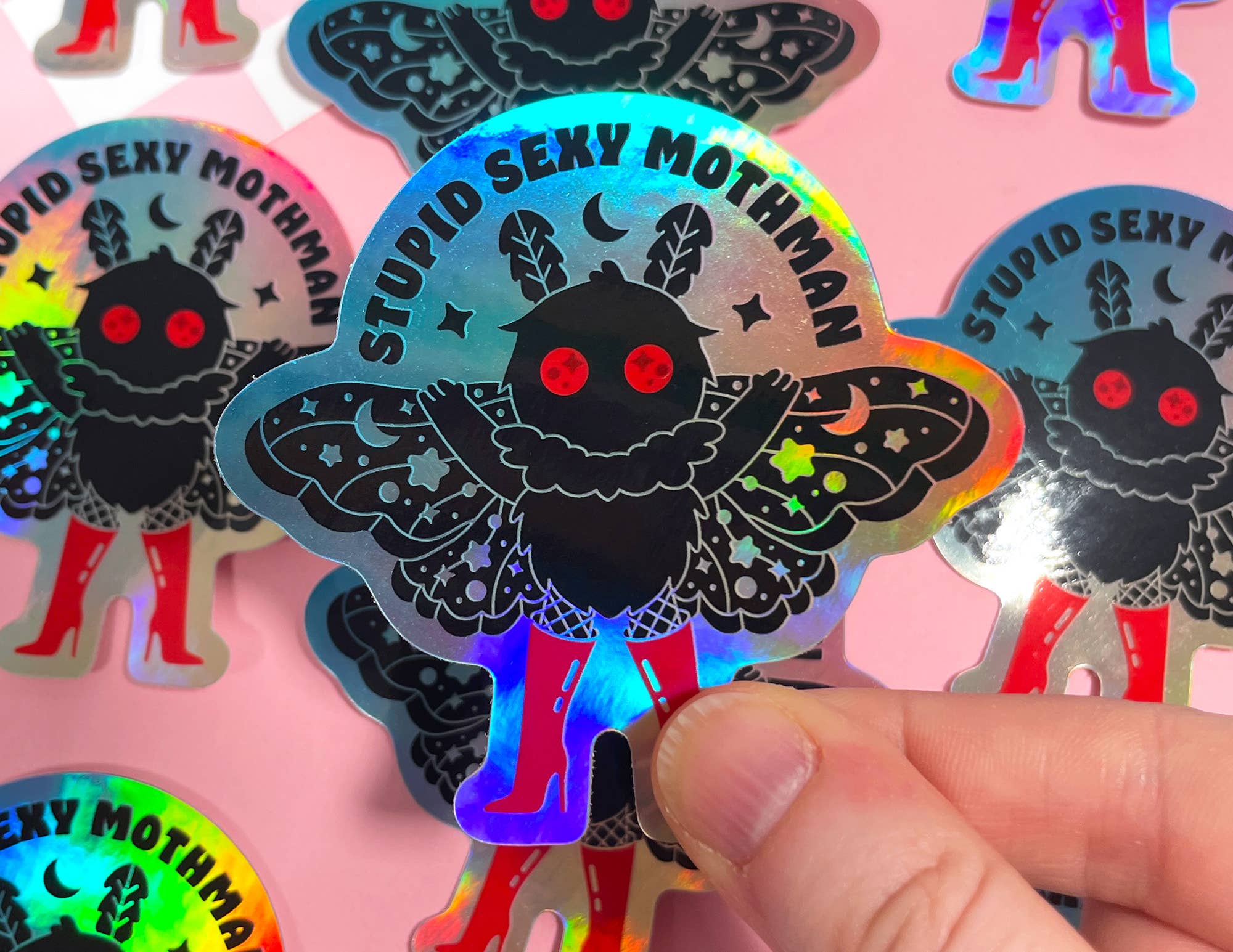 Stupid Sexy Mothman Holographic Sticker - Image 3