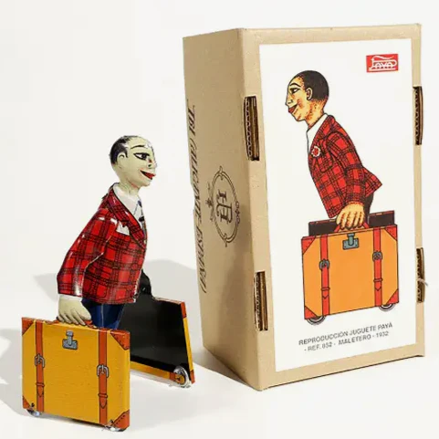 Suitcase Man, Original Paya 18 cm, Spring Mechanism made in Spain 1923 - Image 2