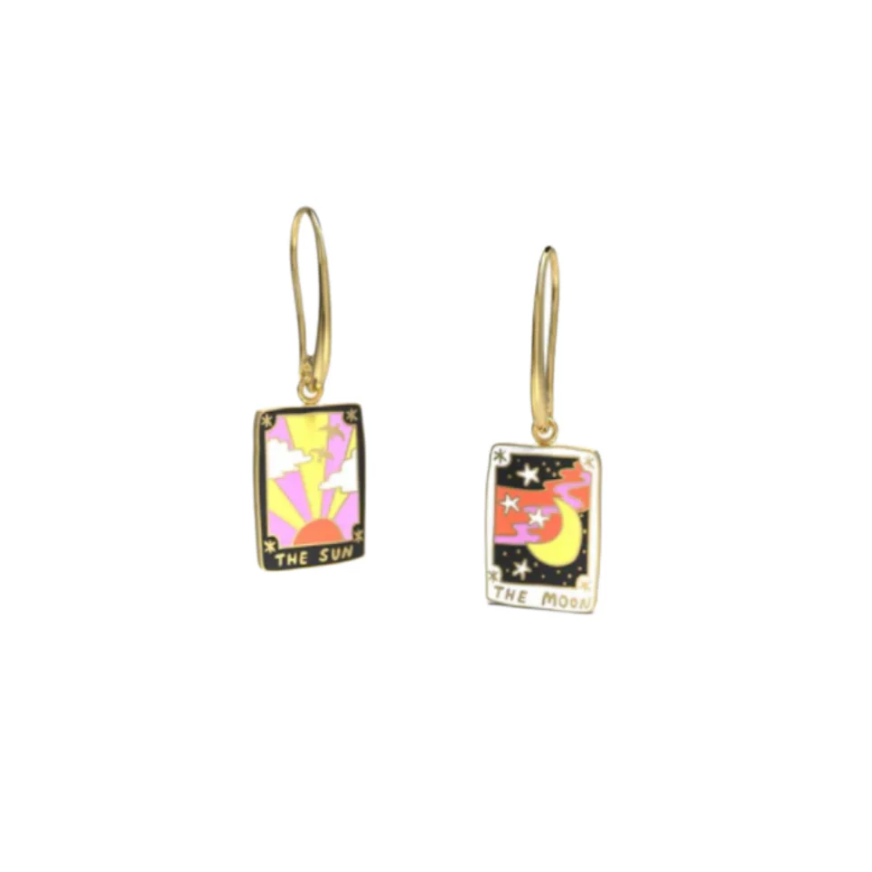 Sun & Moon Tarot Card Drop Earrings