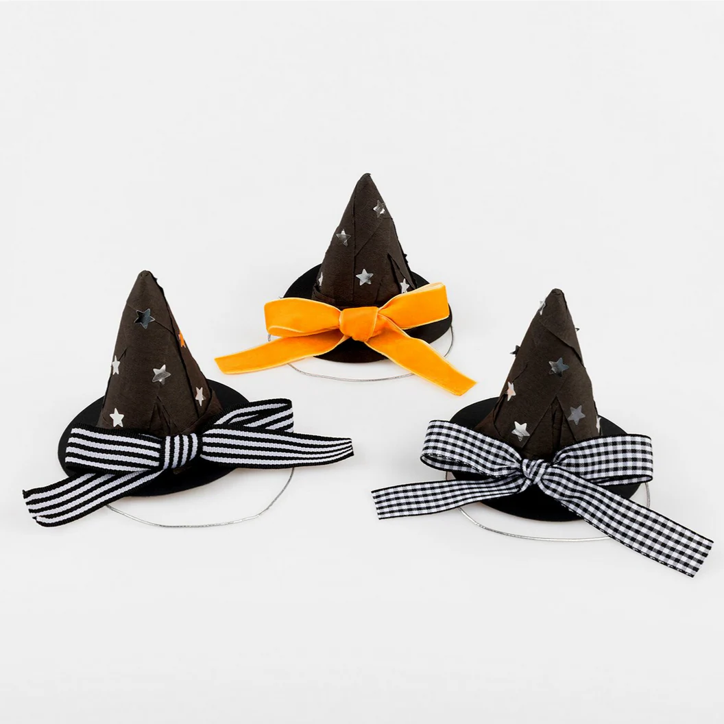 Surprise Witch Hats With Bows (x3)