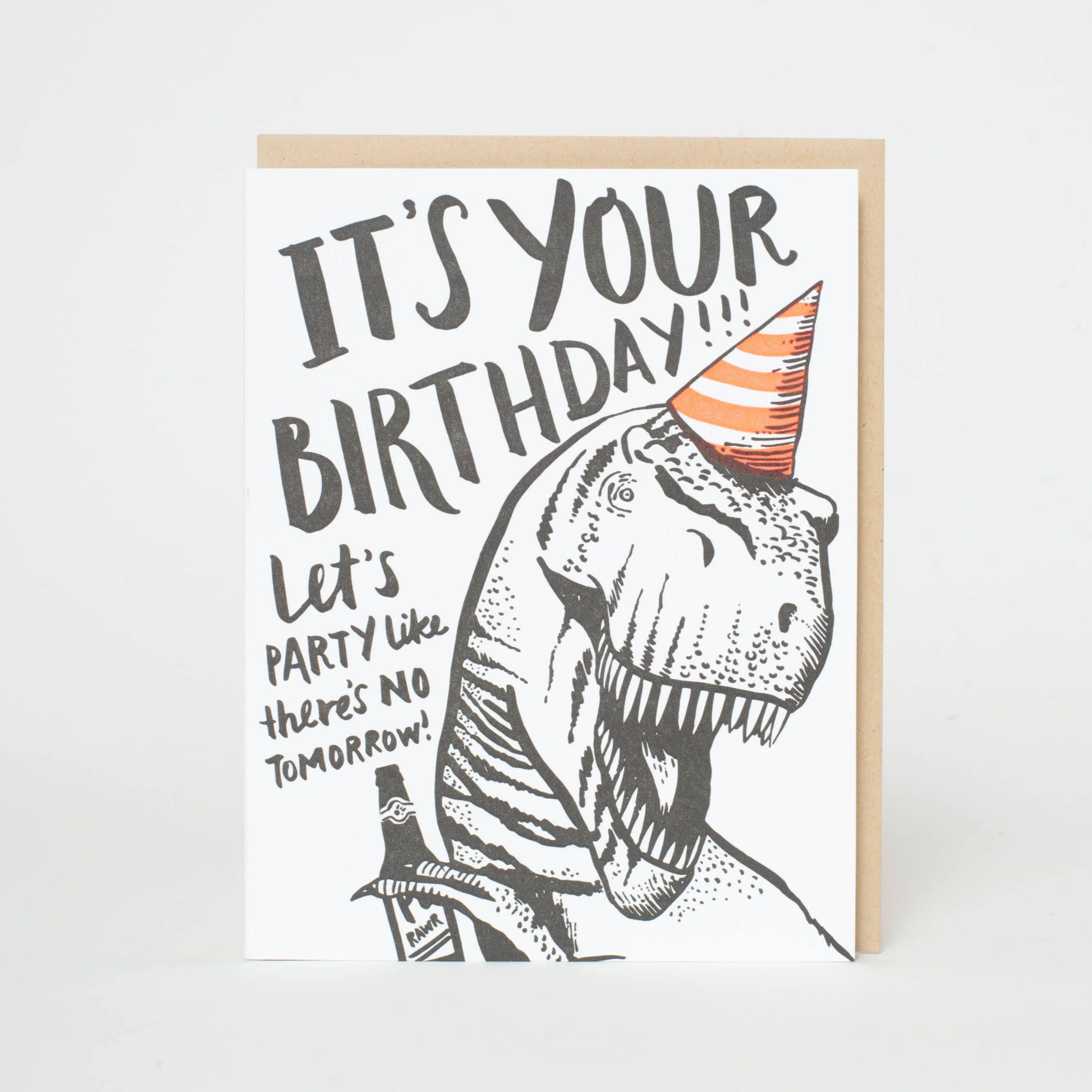 T-Rex Birthday Letterpress Card