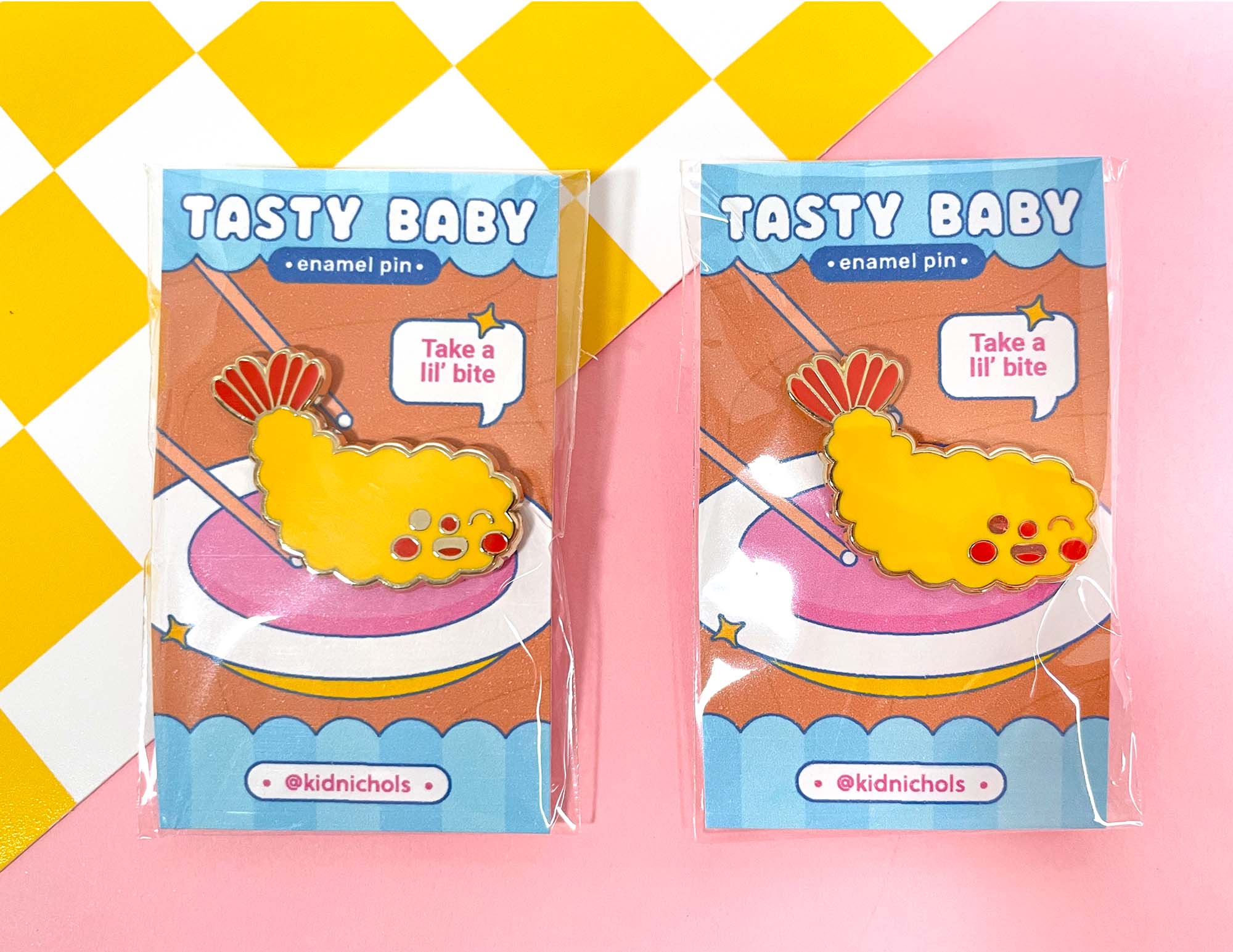 Tasty Baby Shrimp Tempura Enamel Pin - Image 3