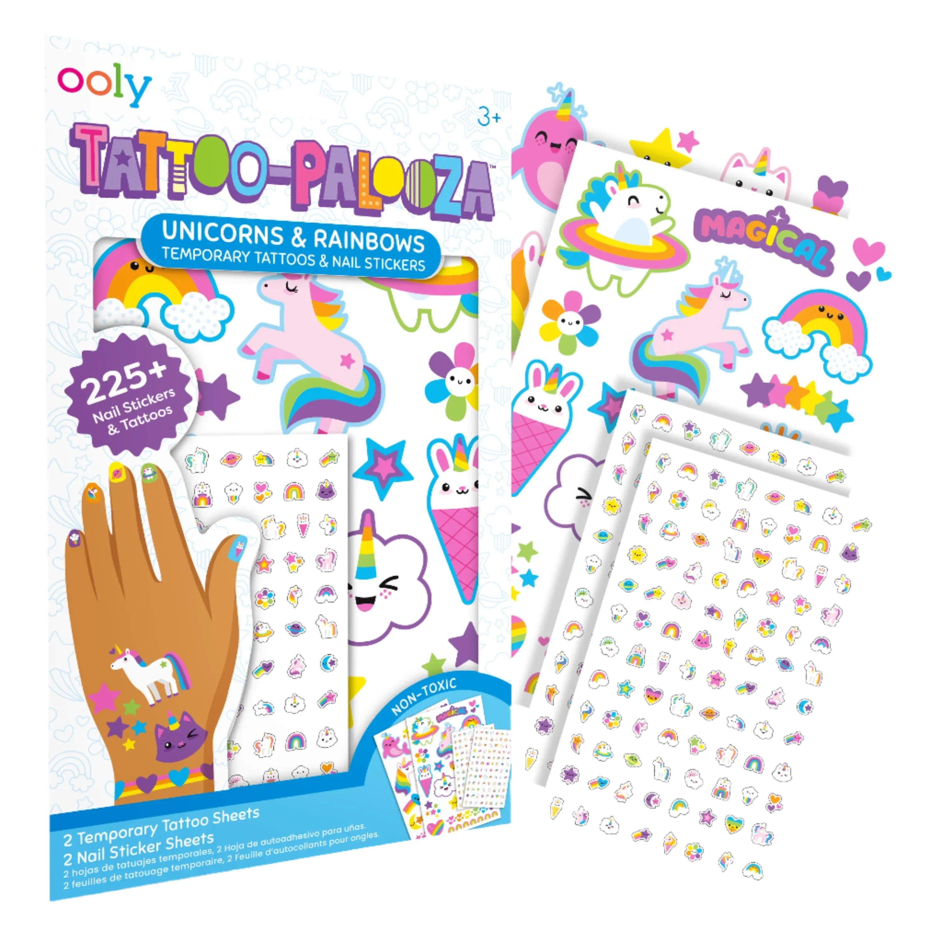 Tattoo-Palooza, Tattoos & Nail Stickers - Unicorns & Rainbow - Image 3